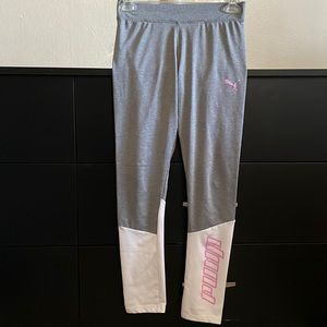Gray and white kids leggings.  Size L (12-14).  Puma brand